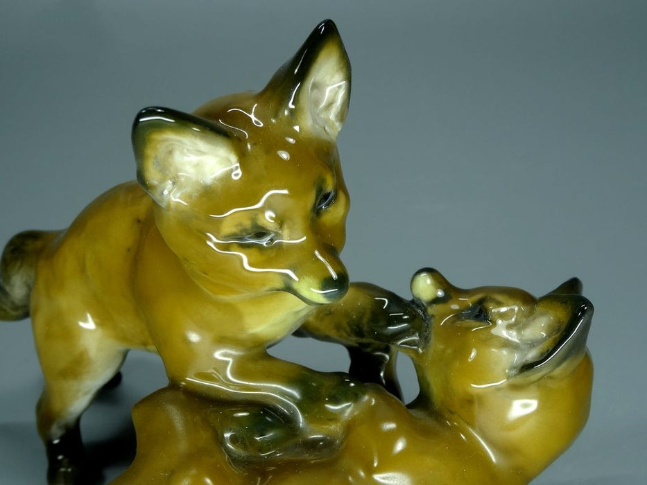 Vintage Little Foxes Porcelain Figurine Original Rosenthal Germany 20th Art Statue Dec #Rr174