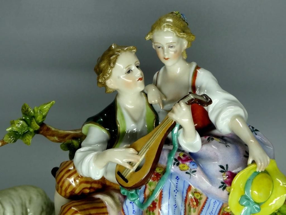 Antique Shepherd & Shepherdess Porcelain Figurine Original Muller&Co Germany 20th Art Statue Dec #Rr39