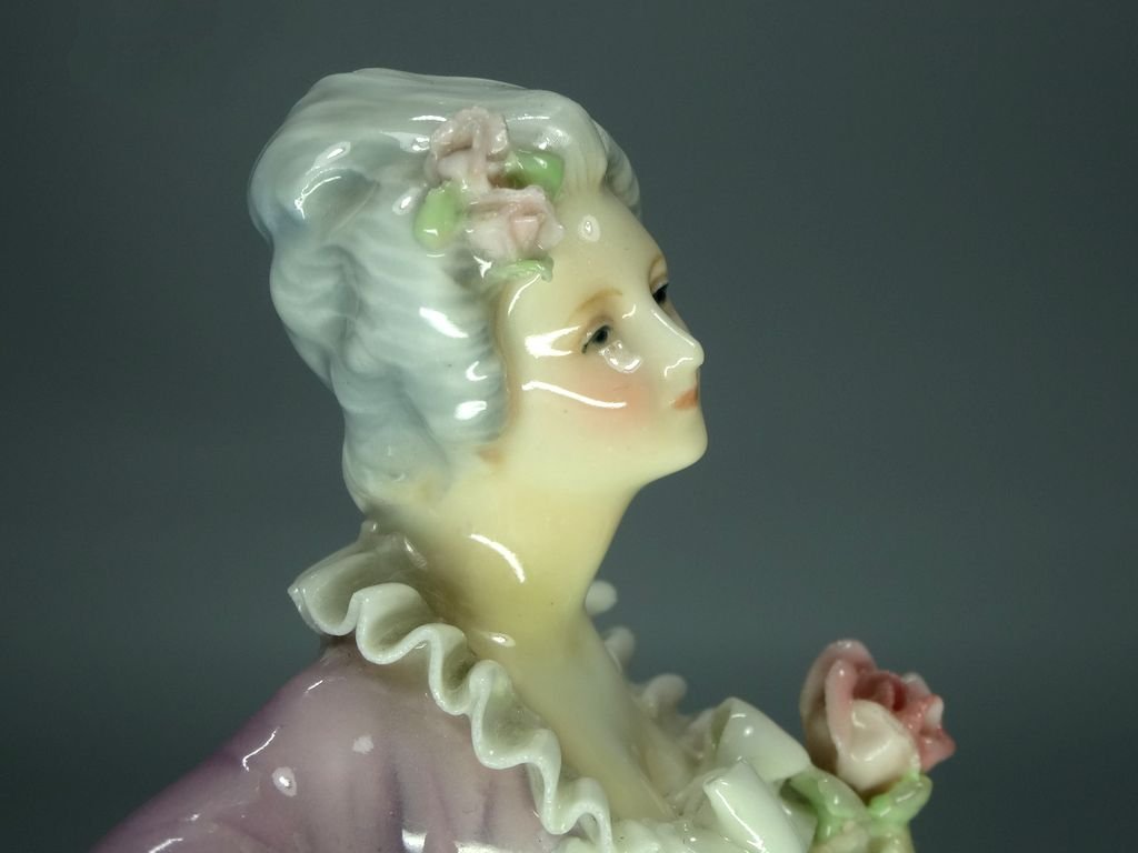 Antique Lady on Armchair Porcelain Figurine Original KARL ENS Germany 20th Art Statue Dec #Rr118