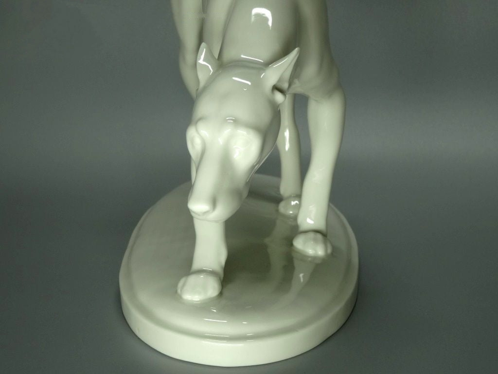 Antique Hunting Dog Porcelain Figurine Original Schwarzburger Germany 20th Art Statue Dec #Rr63