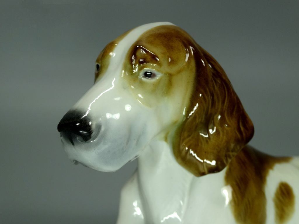 Vintage English Dog Porcelain Figurine Original ILMENAU Germany 20th Art Statue Dec #Rr165
