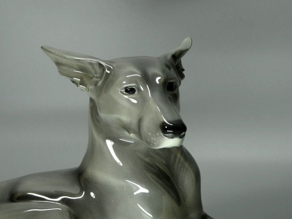 Antique Gray Shepherd Dog Porcelain Figurine Original Hutschenreuther Germany 20th Art Statue Dec #Rr83