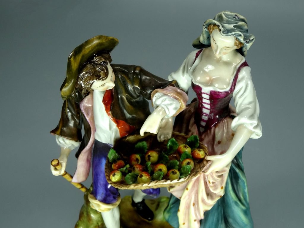 Antique Apple Seller Porcelain Figurine Original Volkstedt Germany 19th Art Statue Dec #Rr196