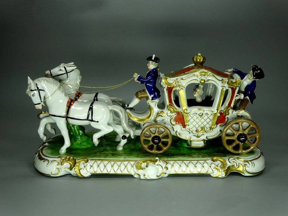 Vintage Lady Carriage Porcelain Figurine Original Unterweissbach Germany 20th Art Statue Dec #Rr228