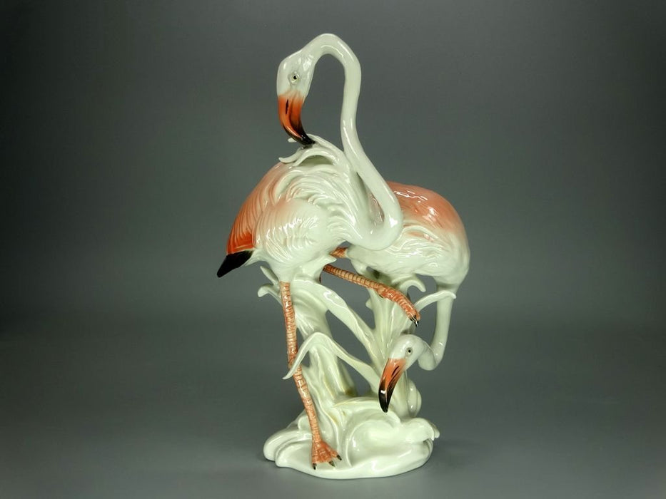 Antique Pair Of Flamingos Porcelain Figurine Original KARL ENS Germany 20th Art Statue Dec #Rr229