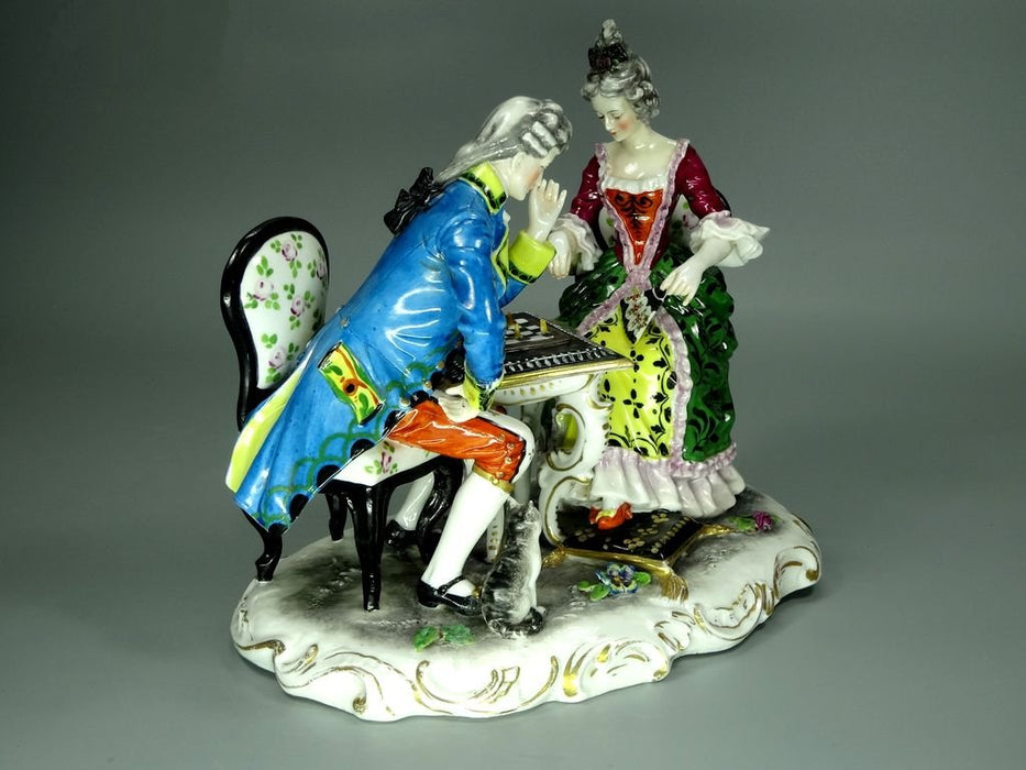 Antique Chess Game Porcelain Figurine Original Capodemonte Italy 19th Art Statue Dec #Rr225