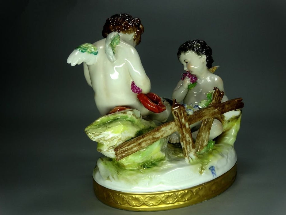 Antique Putti Angels Porcelain Figurine Original Volkstedt Germany 20th Art Statue Dec #Rr241