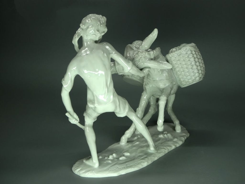 Vintage Porcelain Stubborn Donkey Figurine Original Alka Kunst Germany 20th Art Statue Dec #Rr250