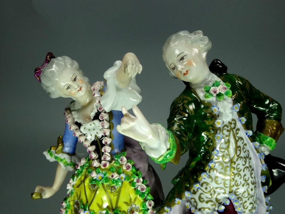 Antique Viennese Waltz Porcelain Figurine Original Sitzendorf Germany 20th Art Statue Dec #Rr247