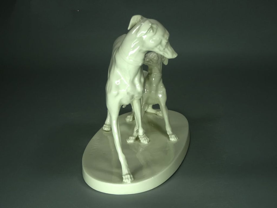 Antique Porcelain Italian Greyhounds Figurine Original Nymphenburg Germany 19th Art Statue Dec #Rr258