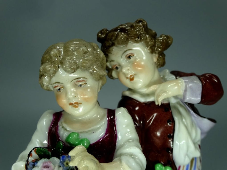 Antique Bouquet Porcelain Figurine Original Volksted Germany 19th Art Statue Dec #Rr223