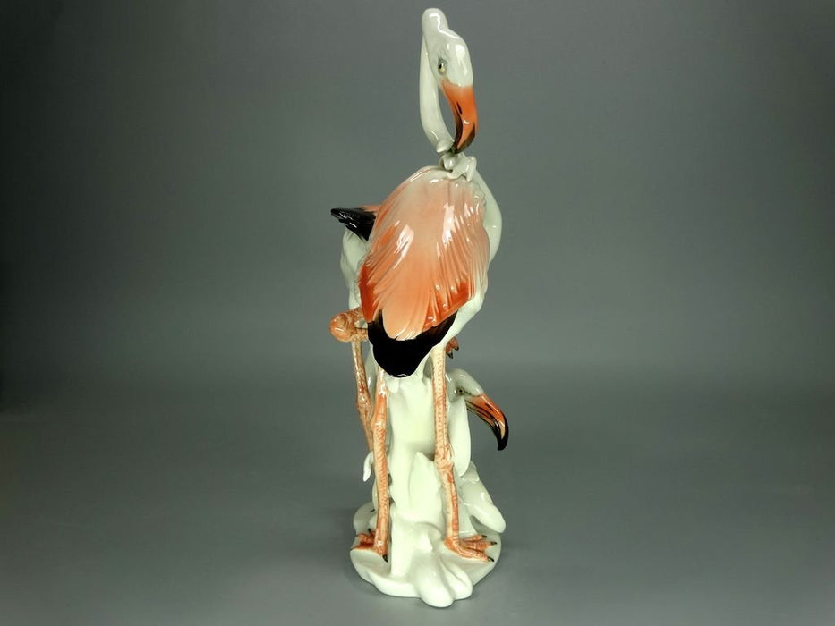 Antique Pair Of Flamingos Porcelain Figurine Original KARL ENS Germany 20th Art Statue Dec #Rr229