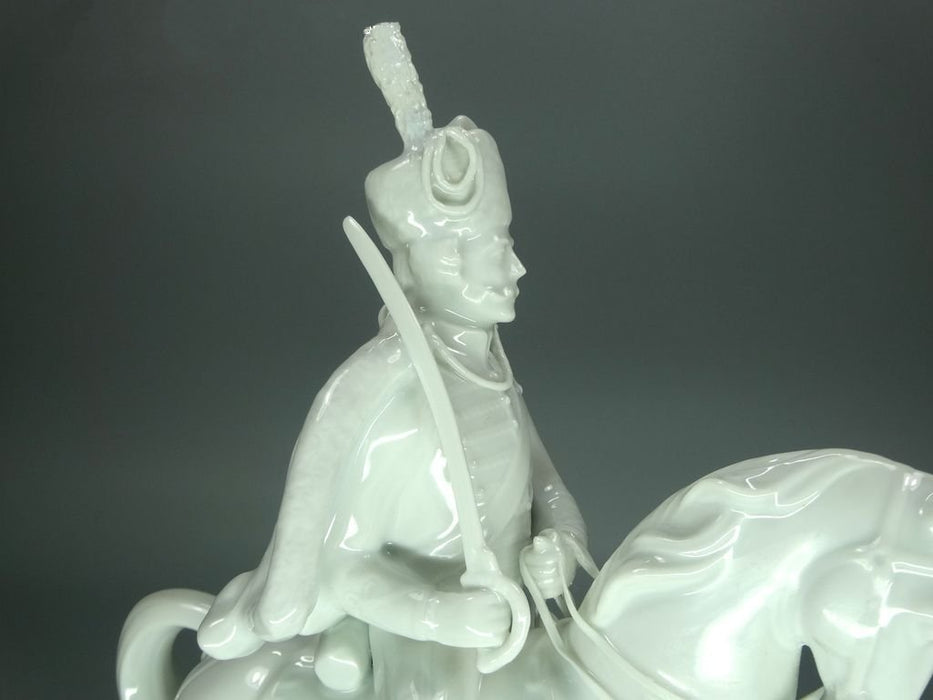 Vintage Porcelain White Hussar Figurine Original Ludwigsburg Germany 20th Art Statue Dec #Rr276