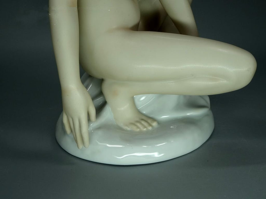 Vintage Porcelain Bather Lady Figurine Original Wallendorf Germany 20th Art Statue Dec #Rr270