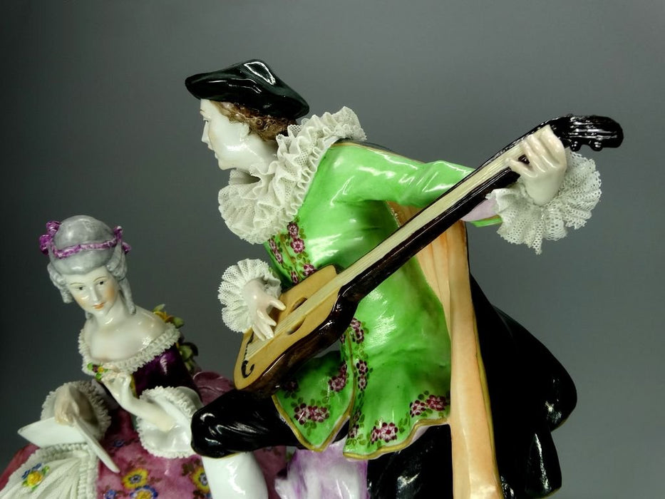 Antique Music love Porcelain Figurine Original Muller & Co Germany 20th Art Statue Dec #Rr245