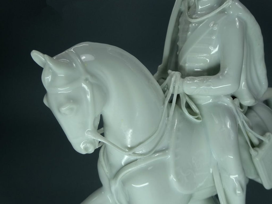 Vintage Porcelain White Hussar Figurine Original Ludwigsburg Germany 20th Art Statue Dec #Rr276