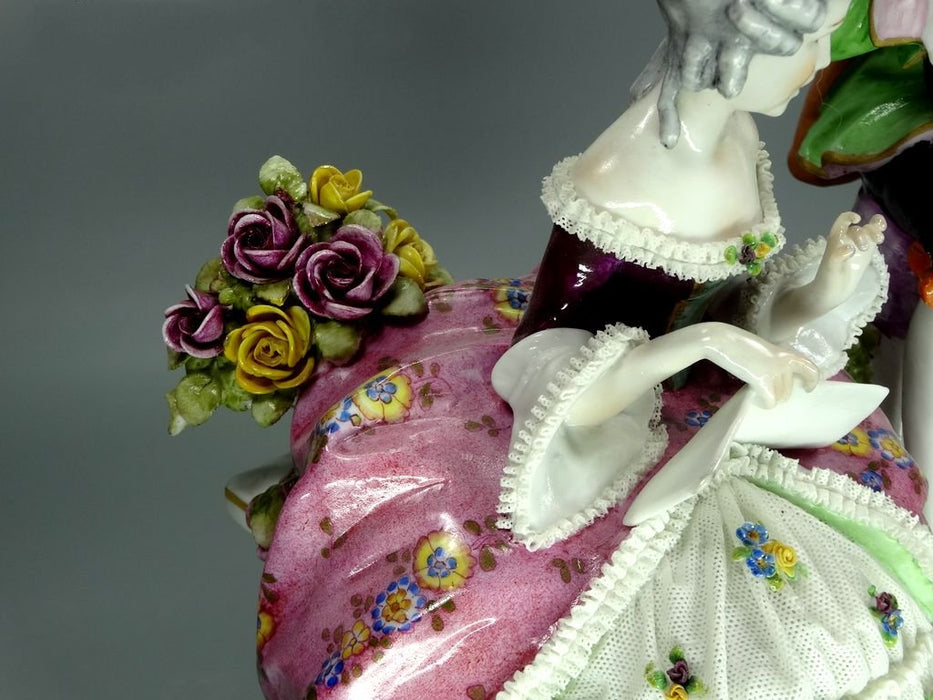 Antique Music love Porcelain Figurine Original Muller & Co Germany 20th Art Statue Dec #Rr245