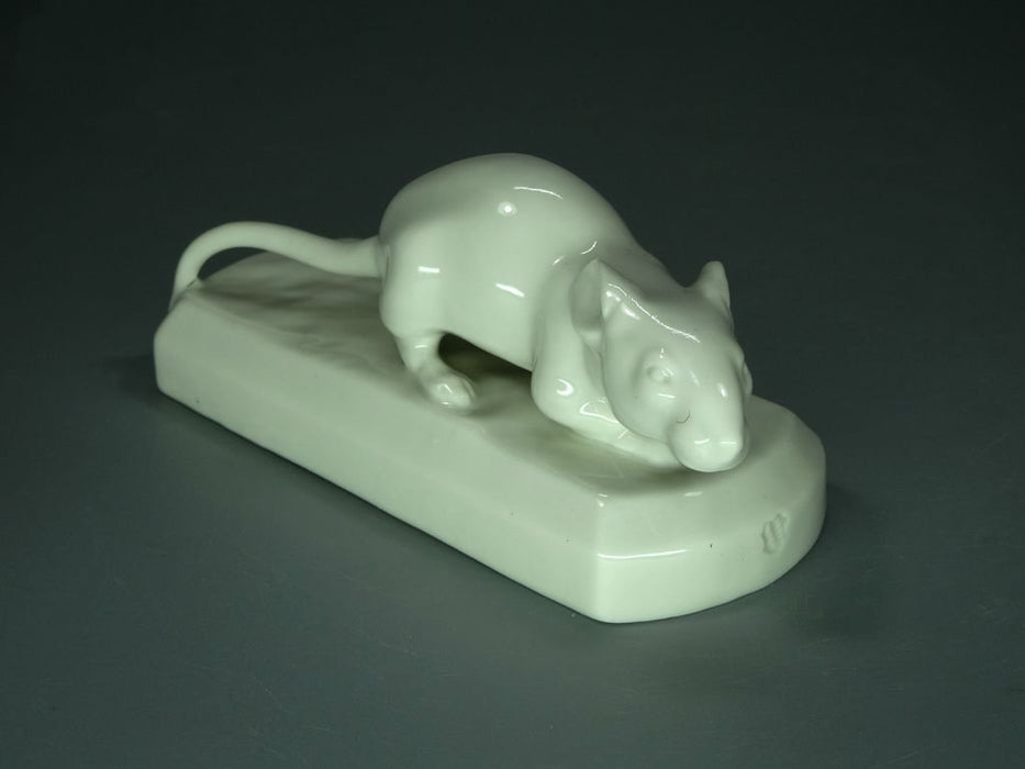Vintage Porcelain White Mouse Figurine Original Nymphenburg Germany 20th Art Statue Dec #Rr251