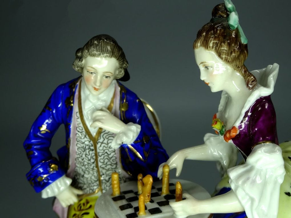 Antique Chess Game Porcelain Figurine Original Samson Germany 20th Art Statue Dec #Rr242