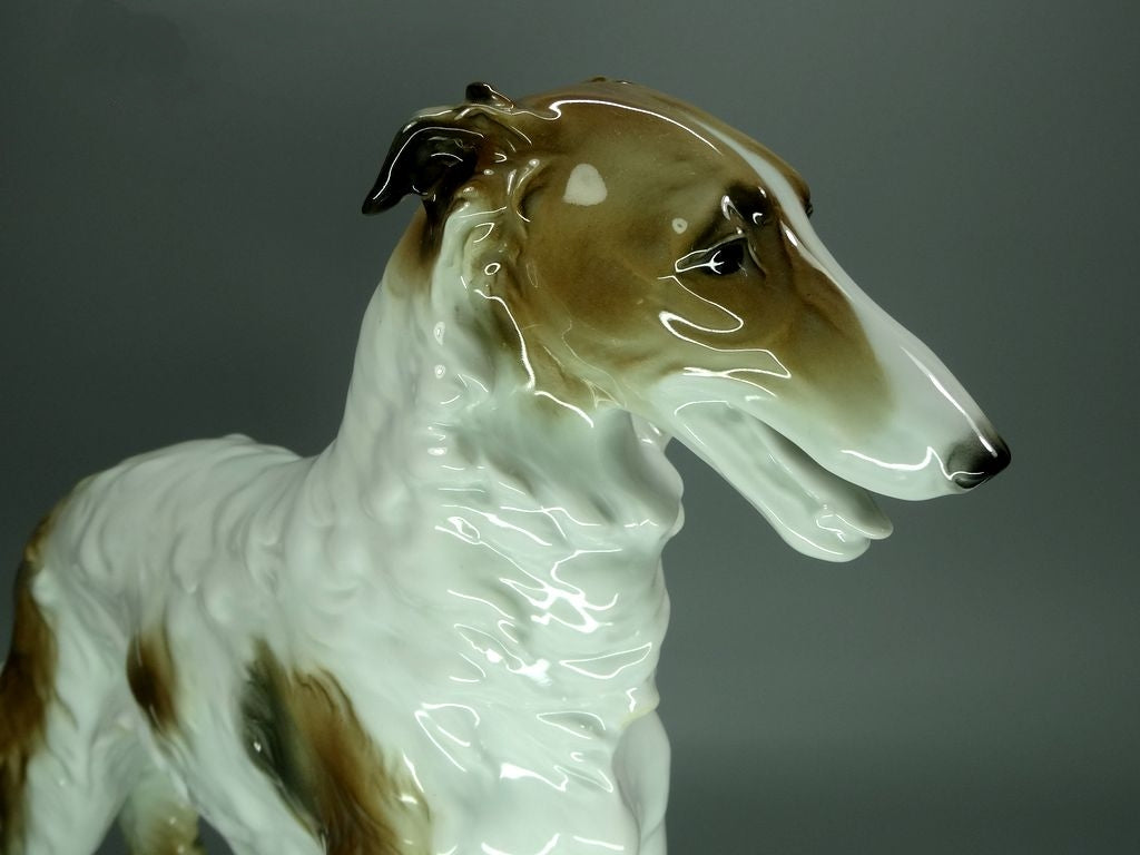 Antique Greyhound Dog Porcelain Figurine Original KARL ENS 20th Art Sculpture Dec #Ru939