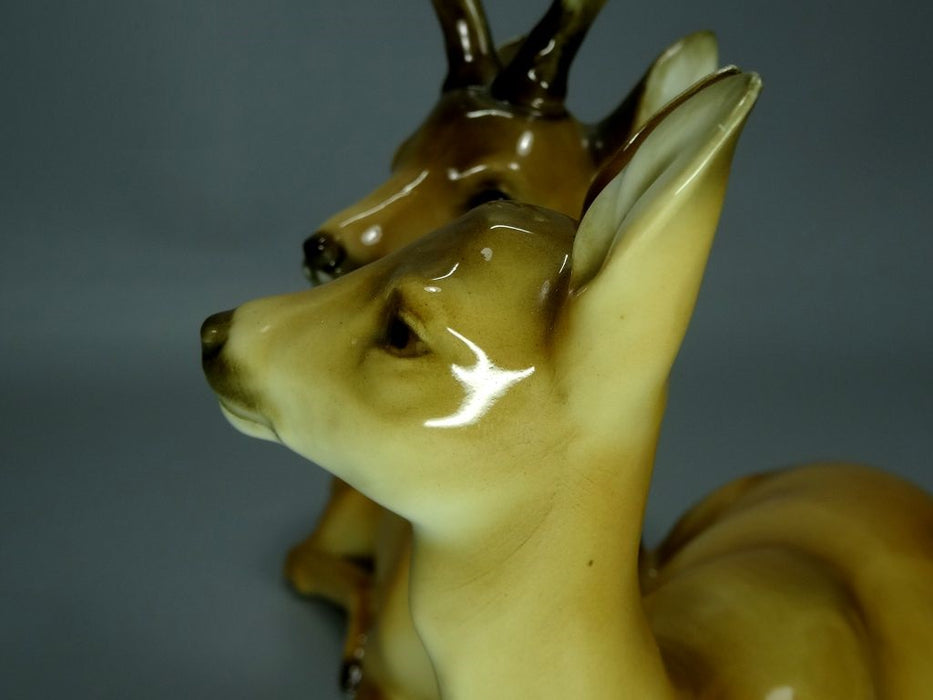 Vintage Pair Of Deer Porcelain Figurine Original Hutschenreuther Art Sculpture #Ru318