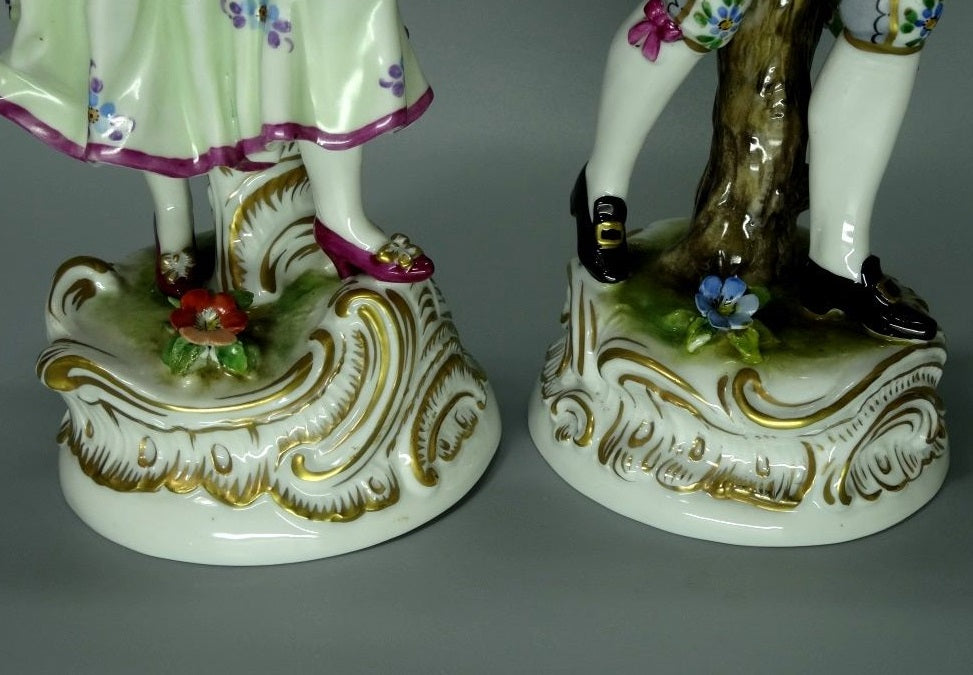 Vintage Couple Meeting Porcelain Figurine Original Volkstedt Art Sculpture Decor #Ru243