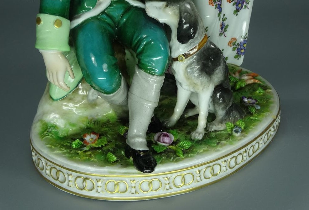 Antique Villagers Couples Porcelain Figurine Original Ludwigsburg 18th Art Sculpture Decor #Ru790