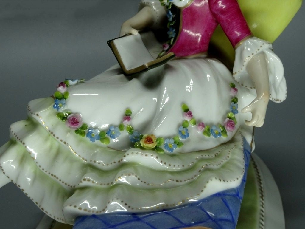 Antique Lady Summer Garden Porcelain Figurine Muller & Co Germany Art Decor #Ru71
