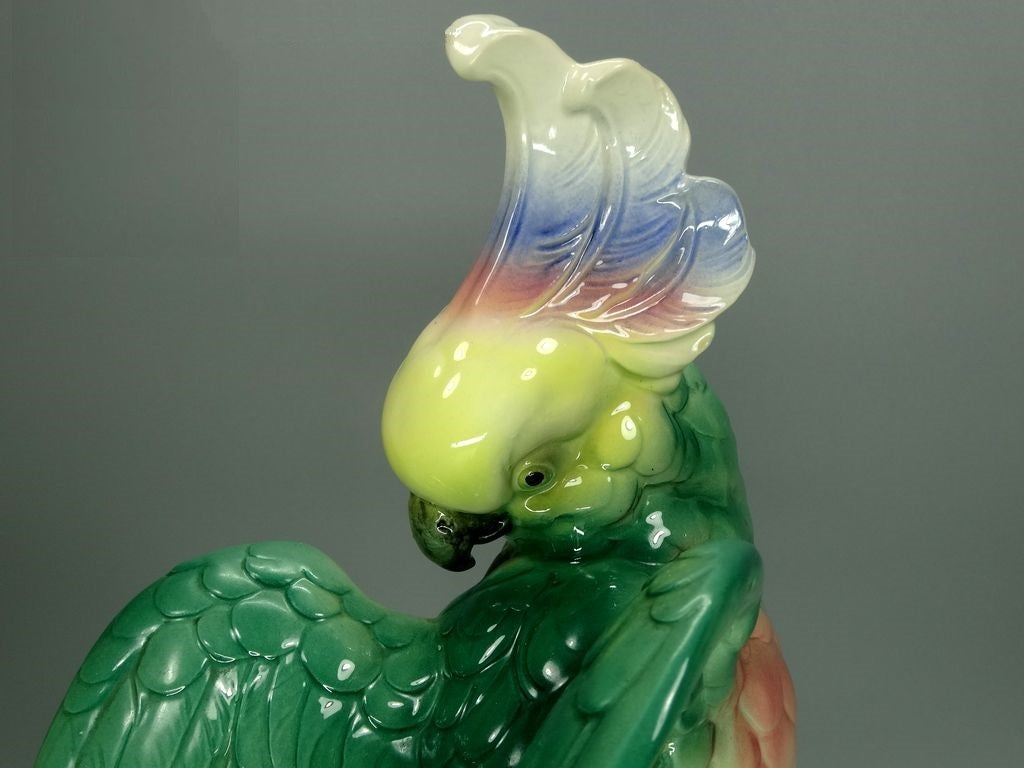 Vintage Multicolor Cockatoo Porcelain Figurine Original Katzhutte Art Sculpture #Ru329