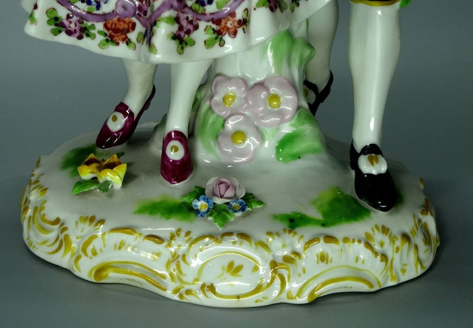 Antique Love Acquaintance Porcelain Figurine Original Volkstedt Sculpture Decor #Ru390