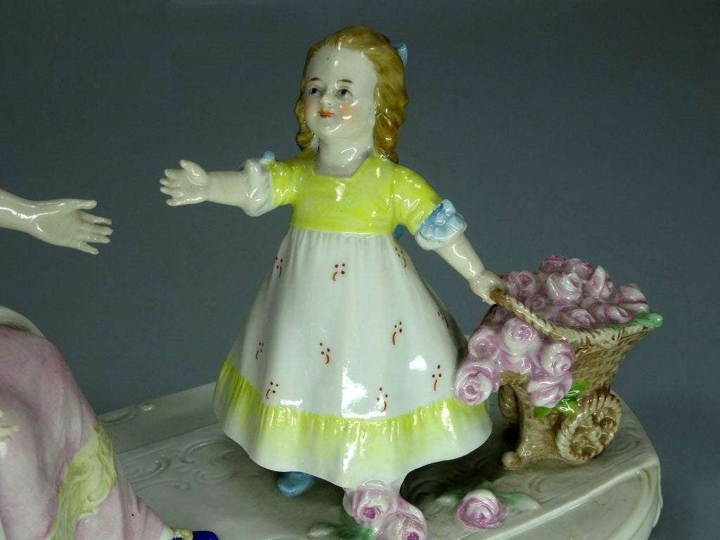 Antique Mother & Daughter Porcelain Figure Original Kister Alsbach Art Sculpture #Ru317