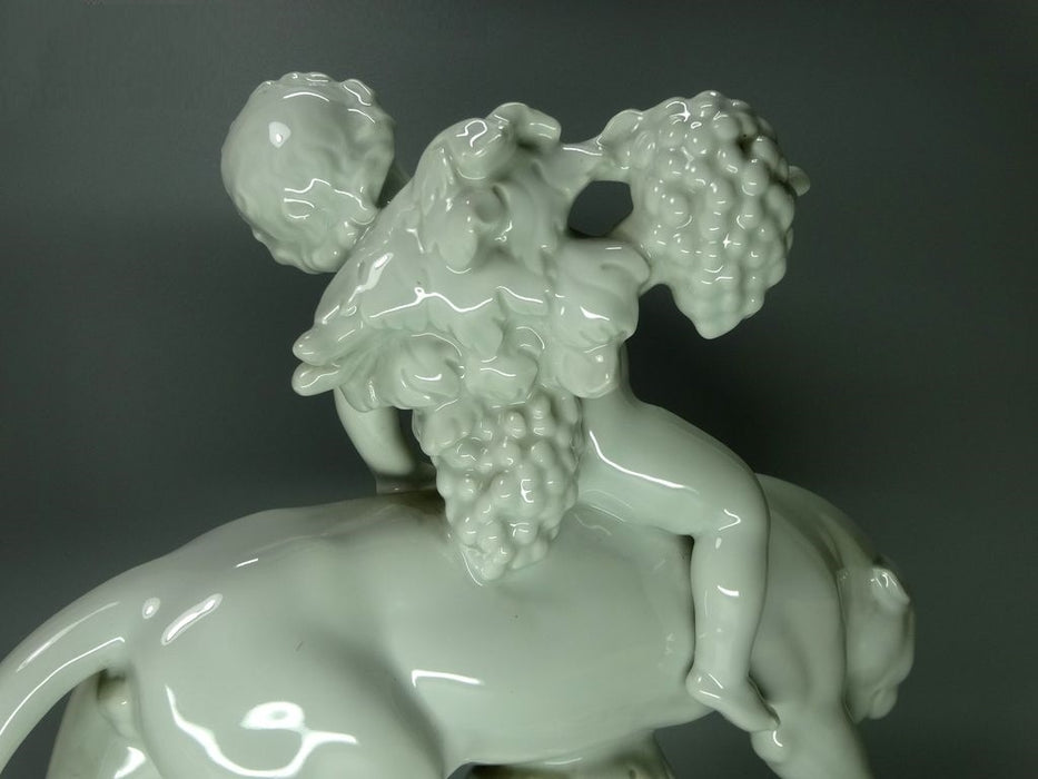 Antique Wine Festival Panther Porcelain Figurine Original Heubach Art Sculpture #Ru211