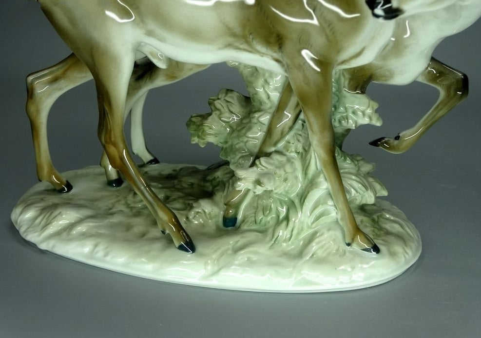 Antique Pair Of Deer Porcelain Figurine Original Rosenthal 20th Art Sculpture Dec #Ru883
