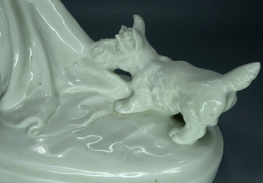 Antique Nude Lady & Dog Porcelain Figurine Original Behschezer Art Sculpture Decor #Ru862