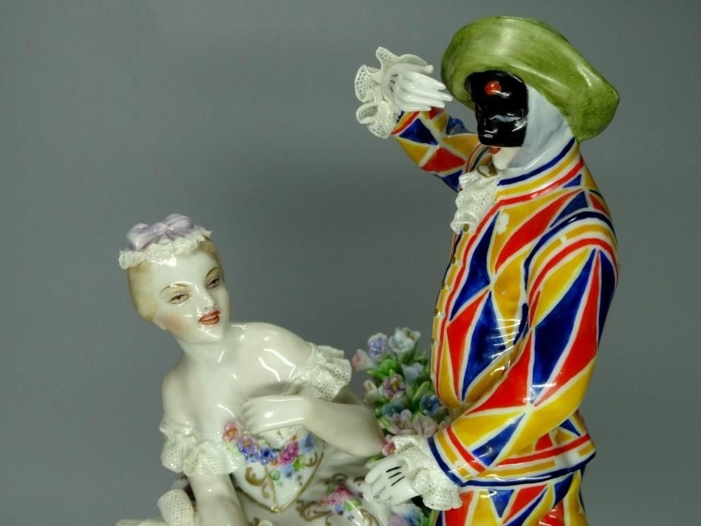 Vintage Mask Party Porcelain Figurine Original Fabris Italy Art Sculpture Decor #Ru256