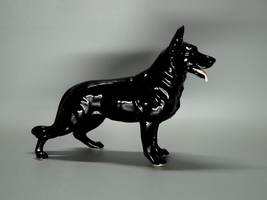 Vintage Black Sheepdog Porcelain Ceramic Dog Figure Nagae Togyou Japan Art Decor #Ru59