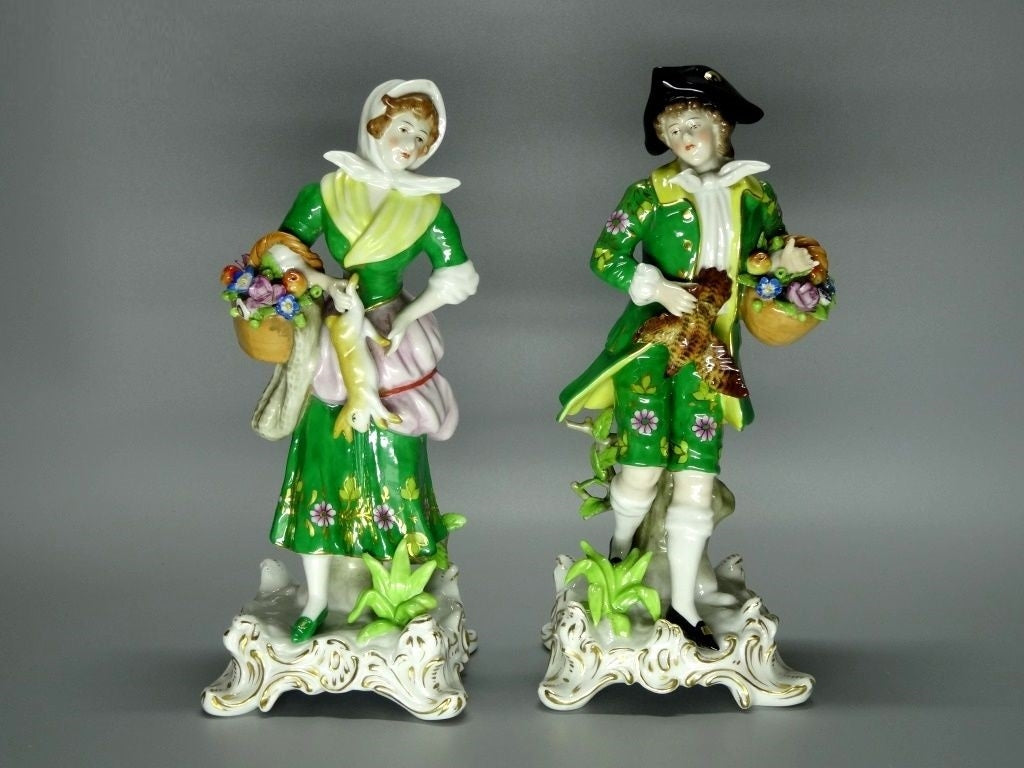 Antique Shopping Man Woman Porcelain Figurine Samson France Art Decor #Ru89