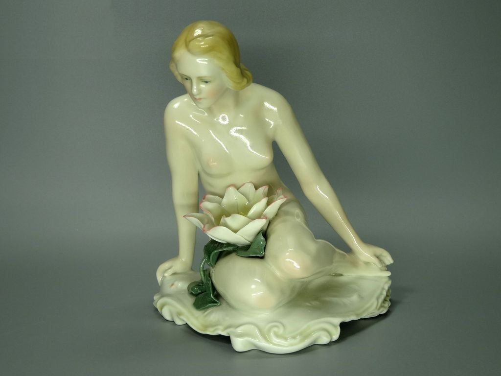 Antique Nude Lady With Lotus Porcelain Figurine Original KARL ENS Art Sculpture #Ru685