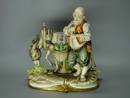 Vintage Peddler & Donkey Porcelain Figure Sitzendorf Germany Art Sculpture Decor #Ru146