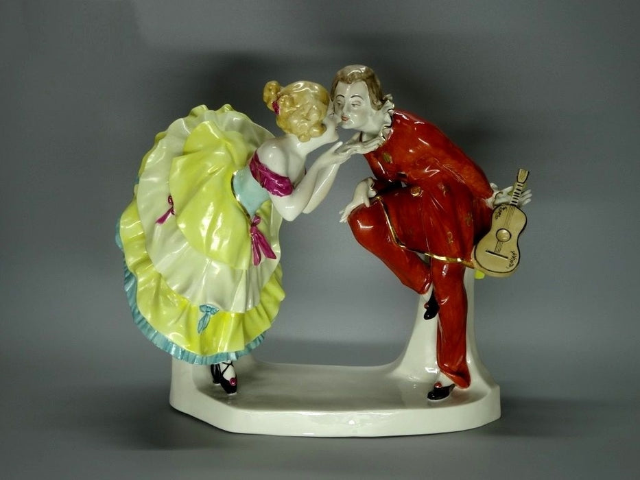 Antique Pierrot & Malvina Love Porcelain Figure Original Schwarzburger Sculpture #Ru229