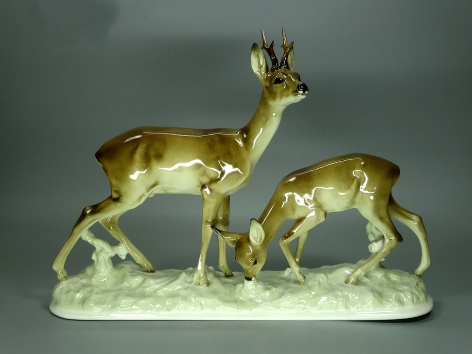 Vintage Pair Of Deer Porcelain Figurine Original Hutschenreuther Art Sculpture Decor #Ru747