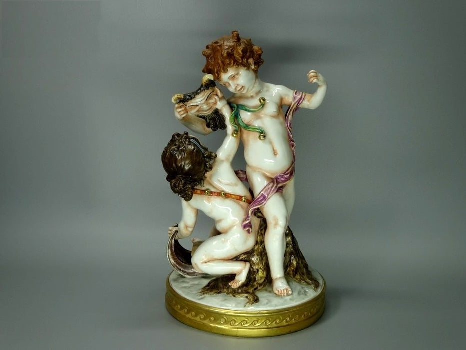 Antique Children's Games Porcelain Figure Original Volkstedt Art Sculpture Decor #Ru203