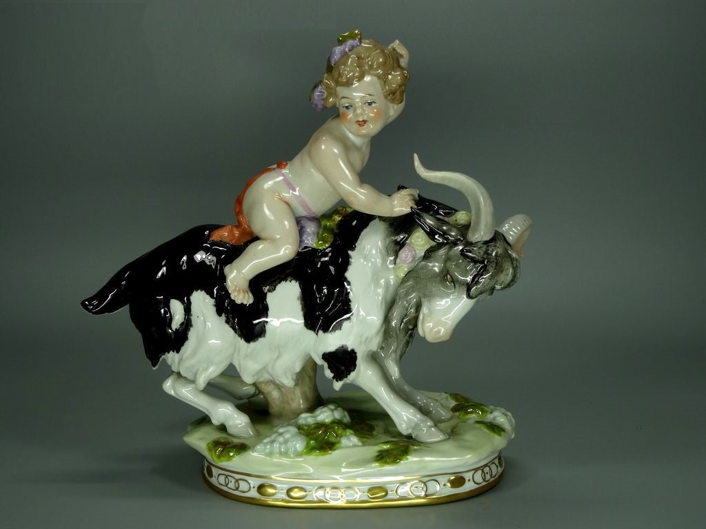 Vintage Merry Goat Porcelain Figurine Original Kister Alsbach Art Sculpture Gift #Ru304