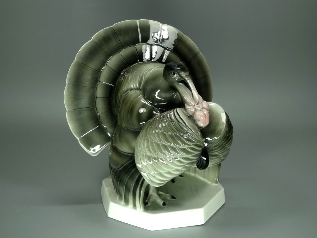 Antique Turkey Bird Porcelain Figurine Original Hutschenreuther Art Sculpture #Ru671