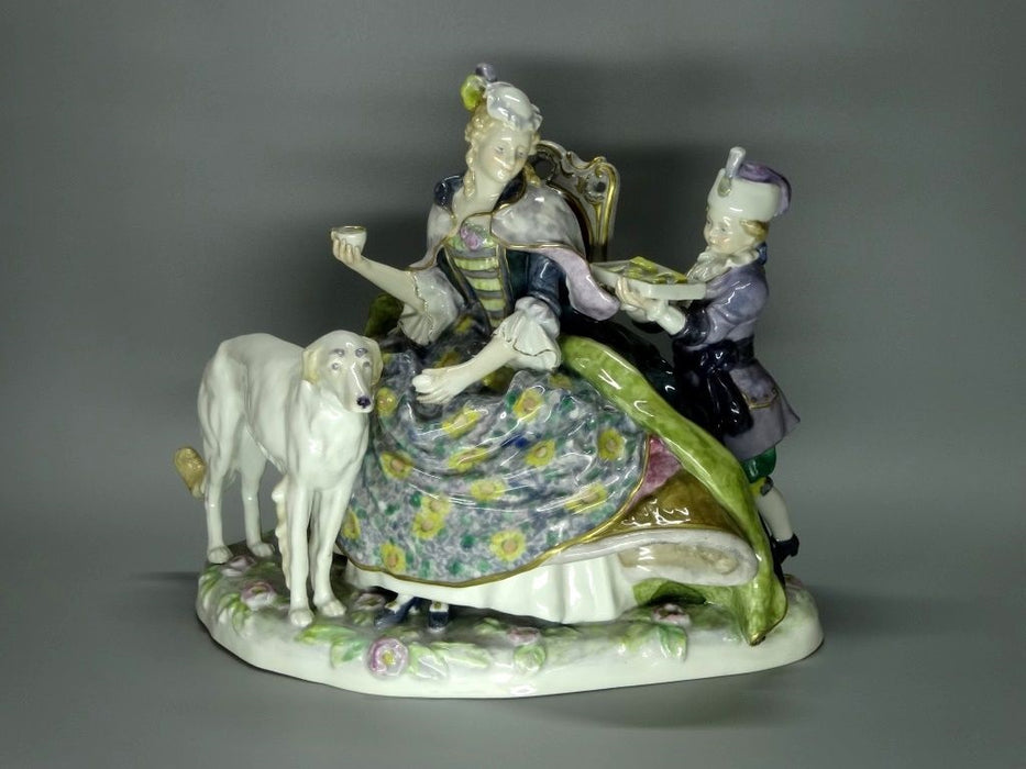 Antique Lady In Tea Party Porcelain Figure Karl Ens Original Art Sculpture Decor #Ru201