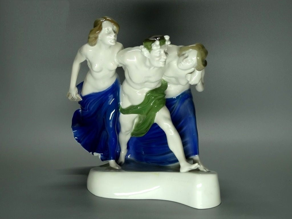 Antique Wine Nude Feast Porcelain Figurine Original Rosenthal Art Statue Decor #Ru623