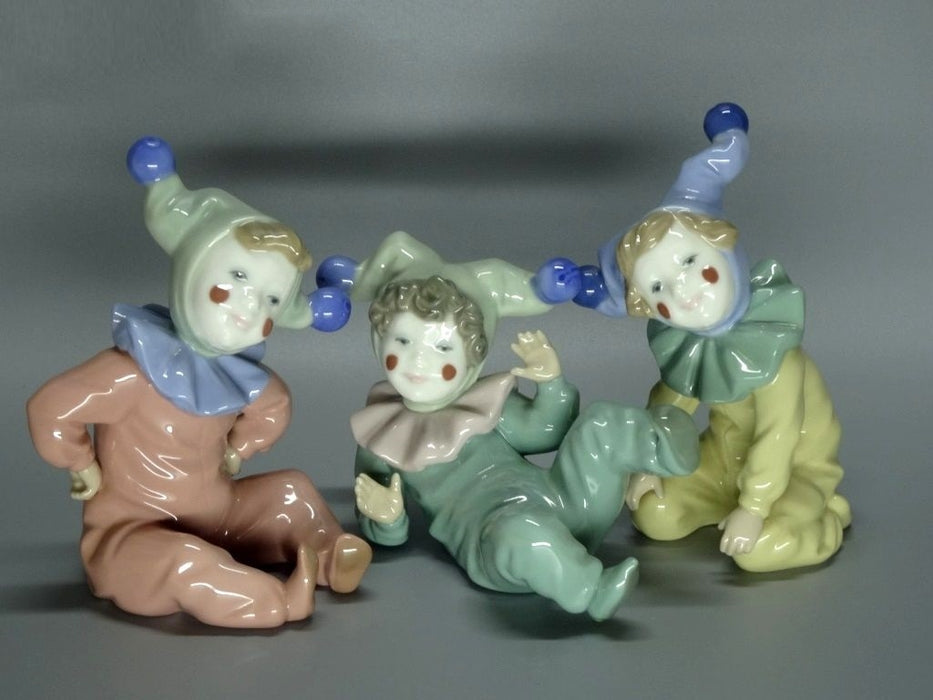 Vintage Cute Little Clowns Porcelain Figurine Lladro Nao Spain 1983 Art Decor #Ru82