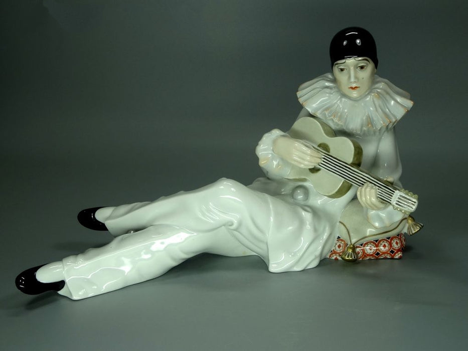 Antique Pierrot With Guitar Porcelain Figurine Original Rosenthal Art Sculpture Decor #Ru744