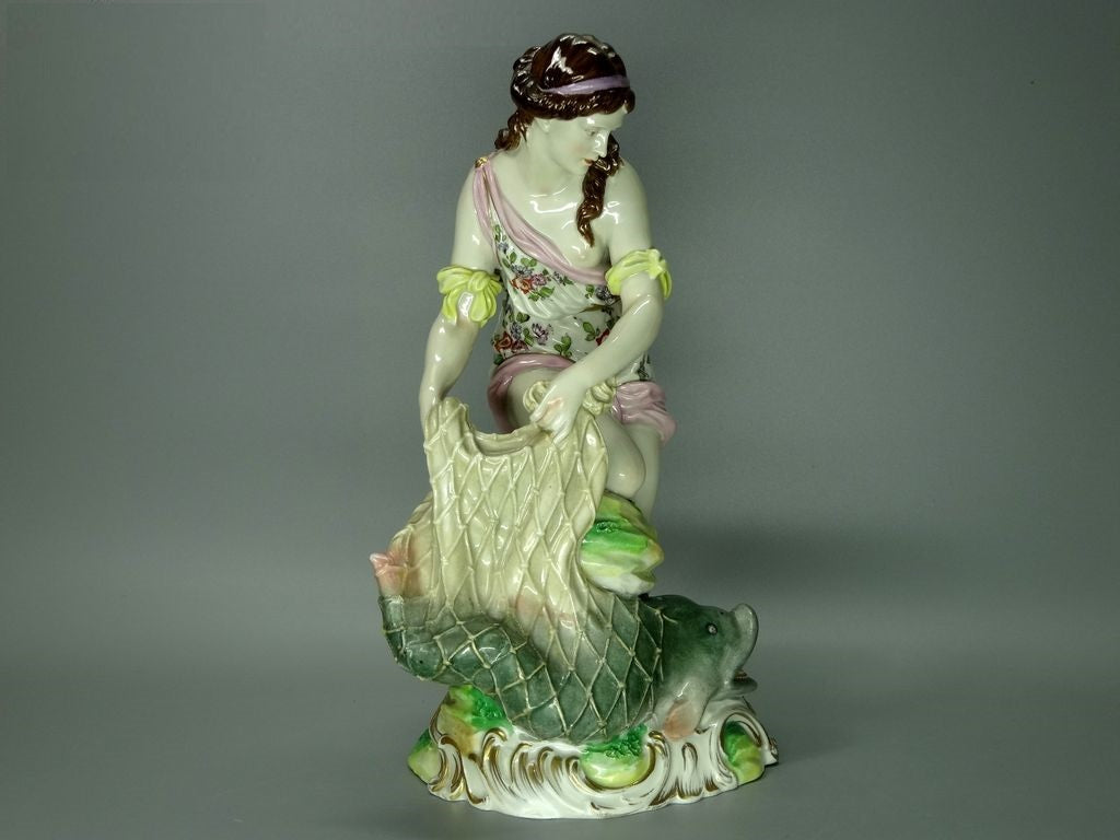 Antique Fisher Woman Original 19th Ludwigsburg Porcelain Figurine Art Sculpture #Ru291