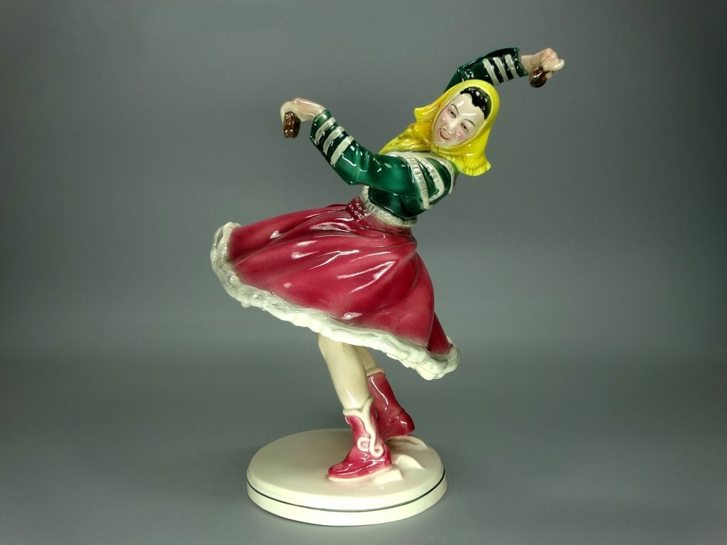 Antique Dancing Lady Porcelain Figurine Original Katzhutte Art Sculpture Decor #Ru734